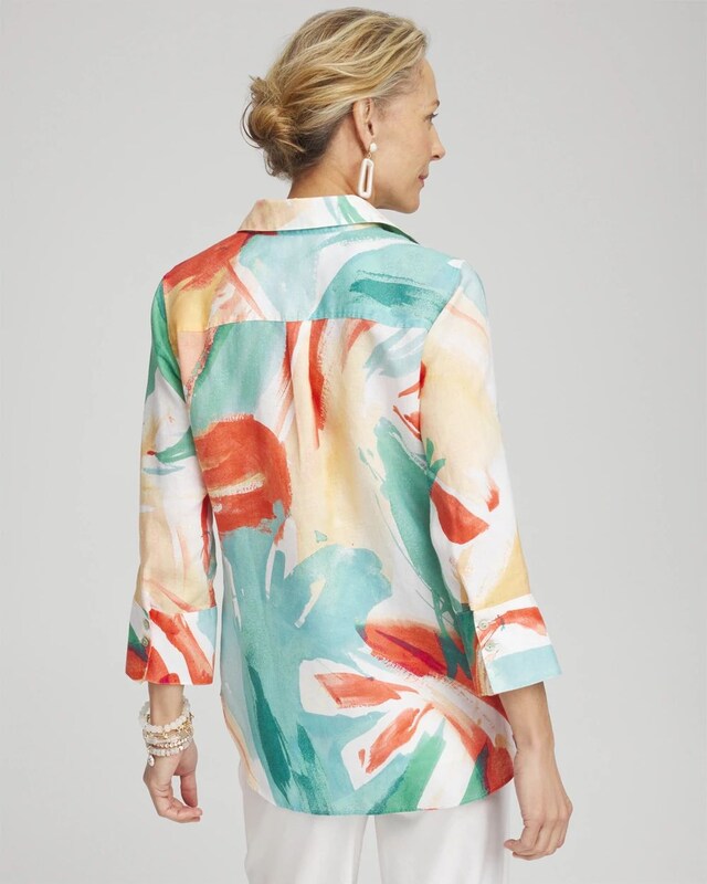 No Iron Linen Abstract Shirt - image 3